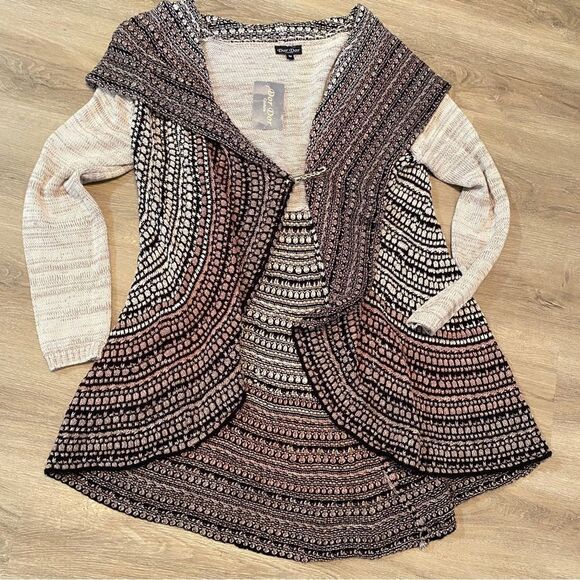 DOR DOR COUTURE HIGH LOW CARDIGAN OPEN FRONT SWEATER W/EMBELLISHED CLIP M NWT - Picture 8 of 15